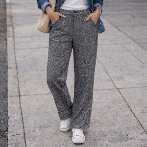 OAK + FORT size 8 Black and White Patterned Thick Heavy Wool Blend Pants